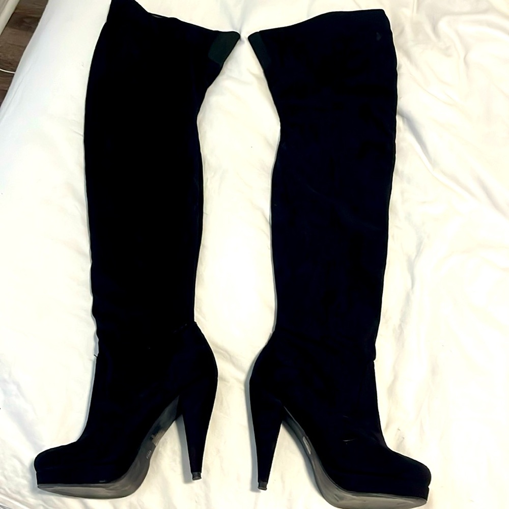 Black thigh high boots